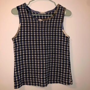 checkered green, white, & blue tank top